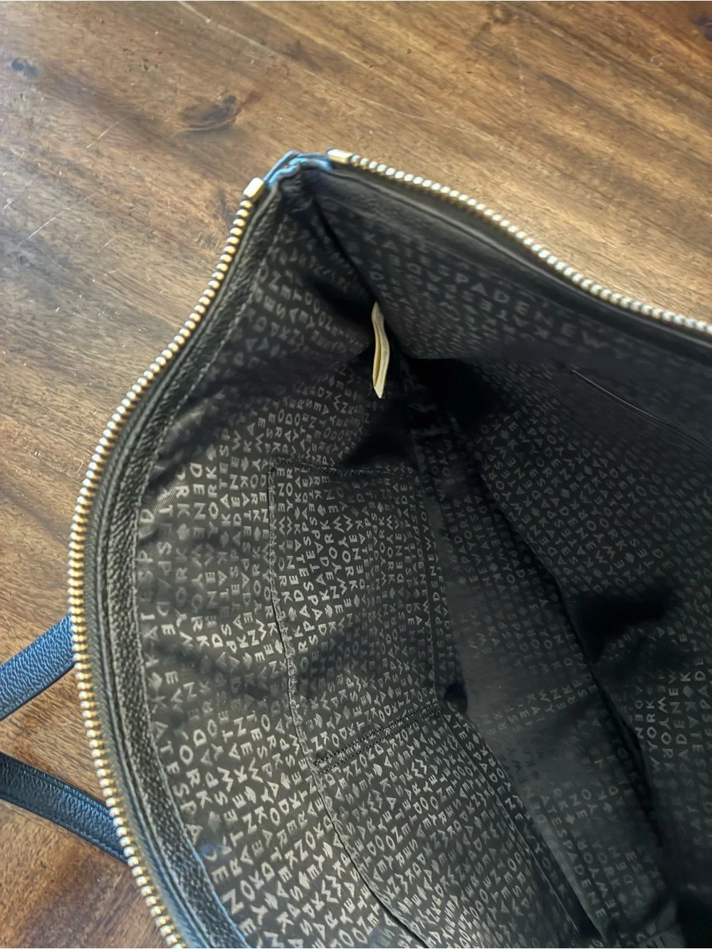 Kate Spade Larchmont Avenue Logo Penny Tote Bag Leather Purse Black